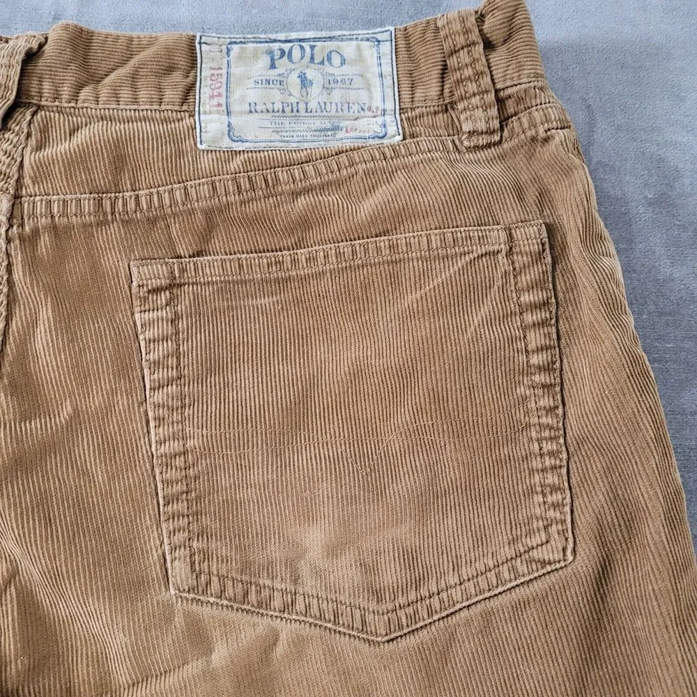 Polo Ralph Lauren‎ Corduroy Brown Pants Chino Mens Actual Size 34 x 31